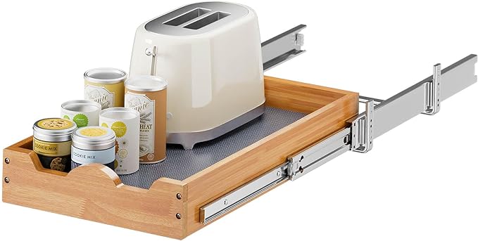 OCG Pull Out Drawers For Cabinets, Slide out Wood Drawer Shelf, Pull Out Shelves for Base Cabinet Organization in Kitchen, Pantry, Bathroom