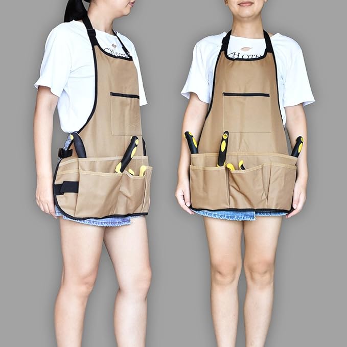 Garden Apron for Men Women with 14 Pockets, Gardening Tool Work Aprons