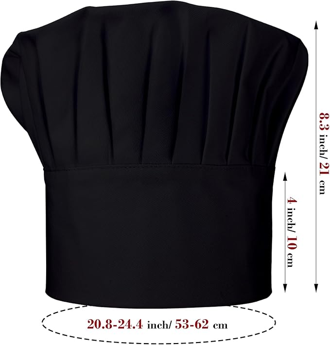 Chef Apron and Hat set, 2 Pockets Adjustable Cotton Kitchen Cooking Bib Apron, Baker Costume for Men Women