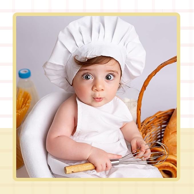 KHC-KHF Newborn Photography Prop Baby Chef Outfits Chef Hat Apron Set Infant Chef Costume Toddler Cosplay Costume Boy Girl