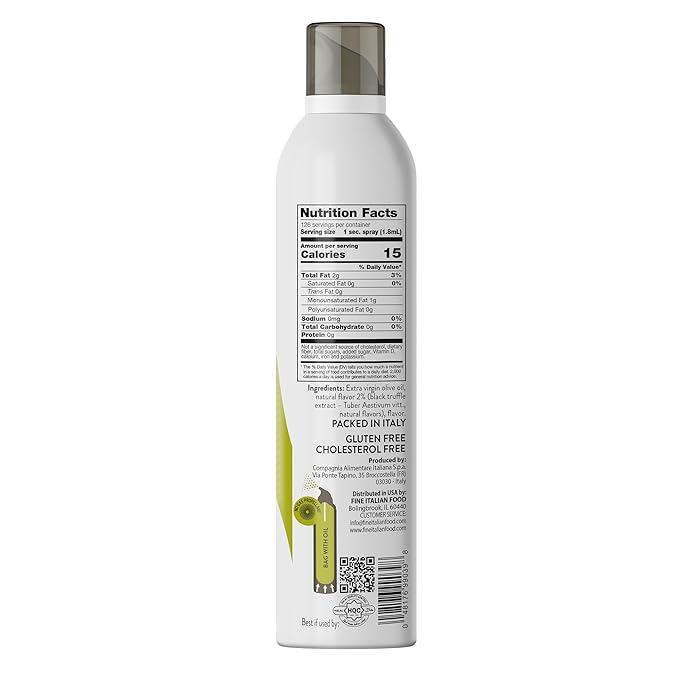 Mantova Extra Virgin Olive Oil Spray Truffle Flavored 8 oz. Spray Bottle - Manage Oil Amount - Great For Salads & Cooking