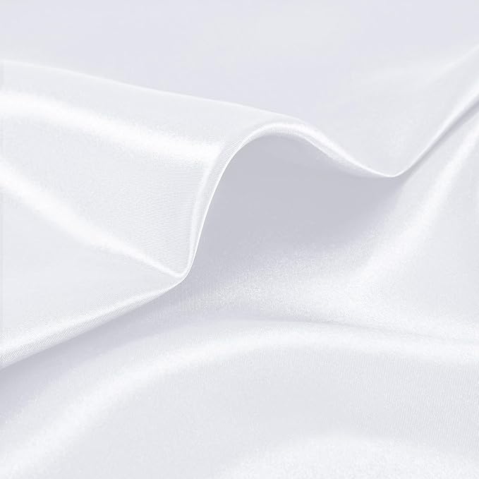 KKJIAF White Silky Satin Napkins (12 Pieces, 17x17 Inches),Washable Polyester Square Table Napkins for Wedding Dinner Party Decoration