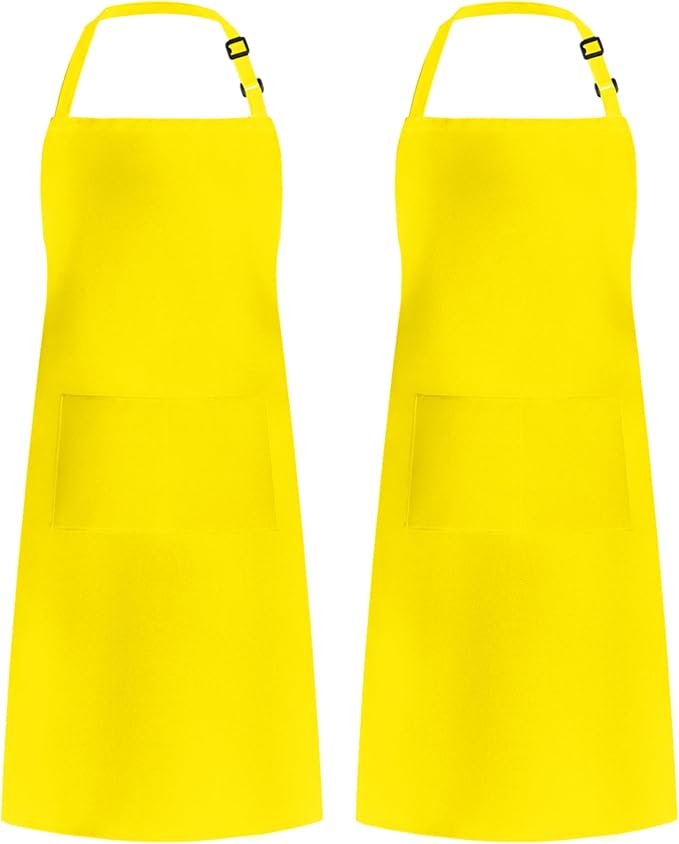 Syntus Apron for Men Women, Adjustable Cooking Kitchen Chef Aprons with 2 Pockets, Cotton/Polycotton/Polyester