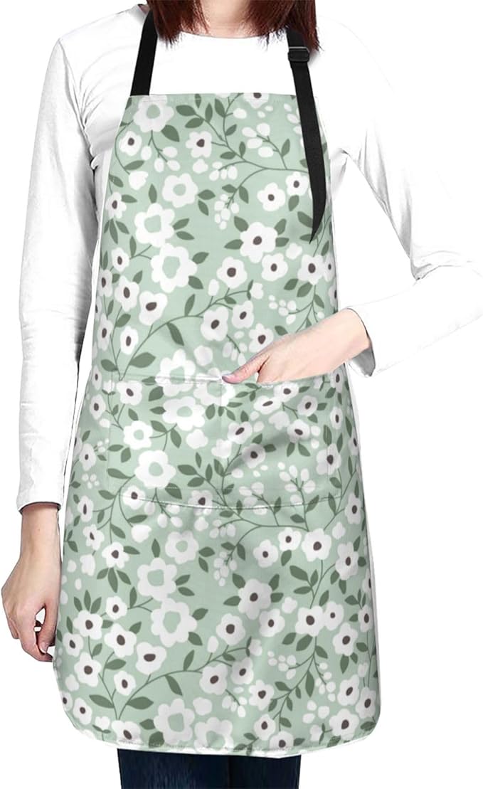 Perinsto Waterproof Apron With 2 Pockets Kitchen Chef Aprons Bibs For Cooking Baking Painting Gardening Grooming