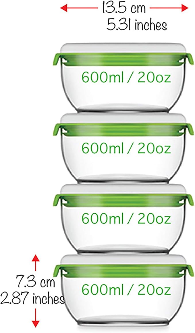 FOSA Vacuum Seal Containers, 4 Pack, 20oz, Containers for Vacuum Seal, Vacuum Container for Food Storage (Vacuum Pump Not Included)