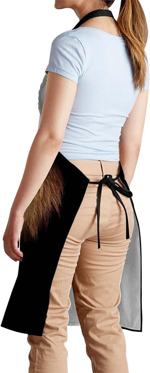 oFloral Lion Bib Apron with Adjustable Neck for Men Women,Suitable for Home Kitchen Cooking Waitress Chef Grill Bistro Baking BBQ Apron