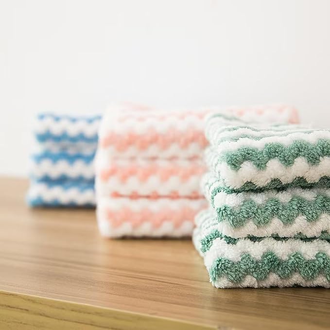 21 Pack Super Absorbent Dish Cloths Coral Velvet Microfiber Kitchen Towels Lint-Free Nonstick Oil Reusable Washable Fast Drying Rags 10"x10" Multipurpose Cleaning Dishcloths for Dishes Countertops