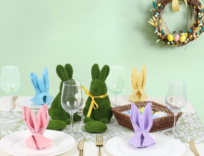 Cloth Napkins Set of 8,Spring Colors,18 x 18 inch,Easter Table Decorations,Washable Cloth Napkins Made of 100% Microfiber,Good for Restaurant, Everyday use, Parties. (4 Patel Colors)