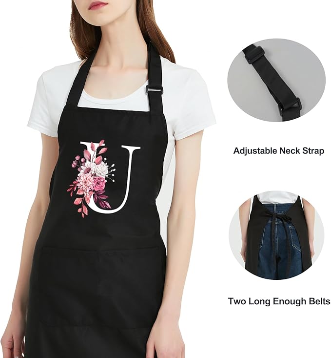 Personalized Aprons for Women with Pockets, Cute Aprons for Women Chef Baking, Cooking Gifts for Mom Birthday