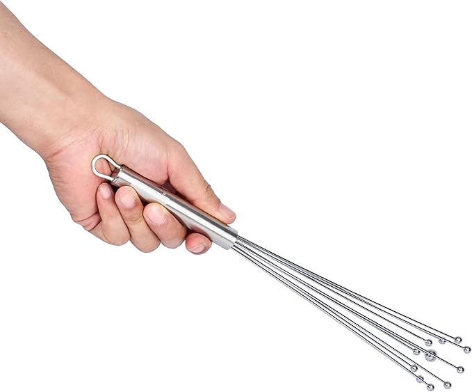 Restaurantware 12.5 in Stainless Steel Ball Whisk - German Standard Egg Beater with Ergonomic Handle, Dishwasher Safe - Manual Mixer Cooking Whisk for Baking, Stirring, Sauces, Beating
