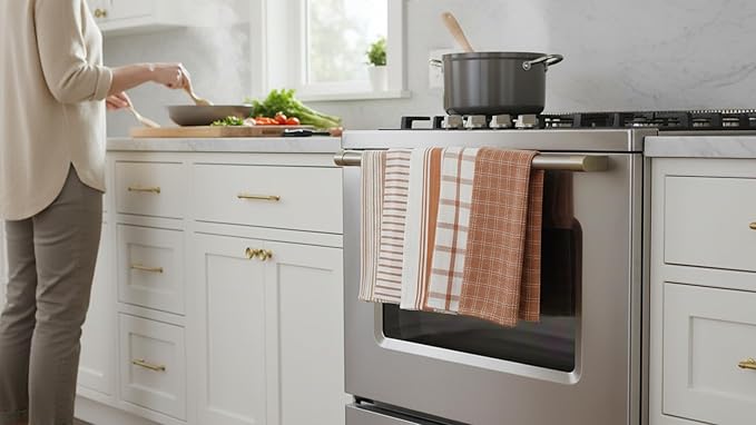 KAF Home Assorted Flat Kitchen Towels - Set of 10, 18 x 28 Inch (Orange)