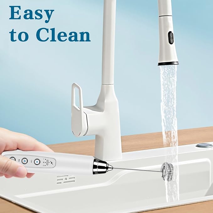 BSRGMS Milk Frother Handheld with Stand, Electric Whisk 3 Speed Adjustable, Drink Mixer with Stainless 3 Whisk, Rechargeable Hand Frother Wand, Foam Maker for Latte Cappuccino Hot Chocolate Egg White
