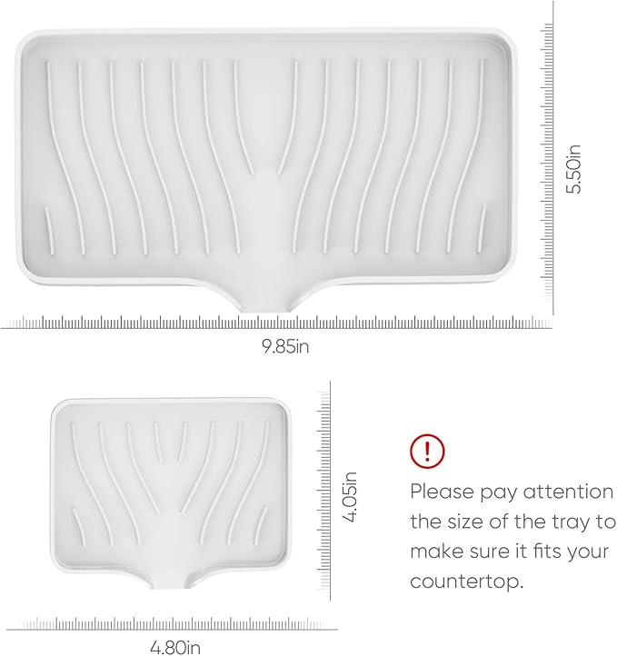 Kitchen Sink Tray,Self Draining Kitchen Soap Tray Soap Holder Silicone Sponge Holder for Kitchen Sink,Kitchen Bathroom Sink Caddy Sink Organizer for Sponge,Soap Dispenser,Dish Scrubber,Palm Brush
