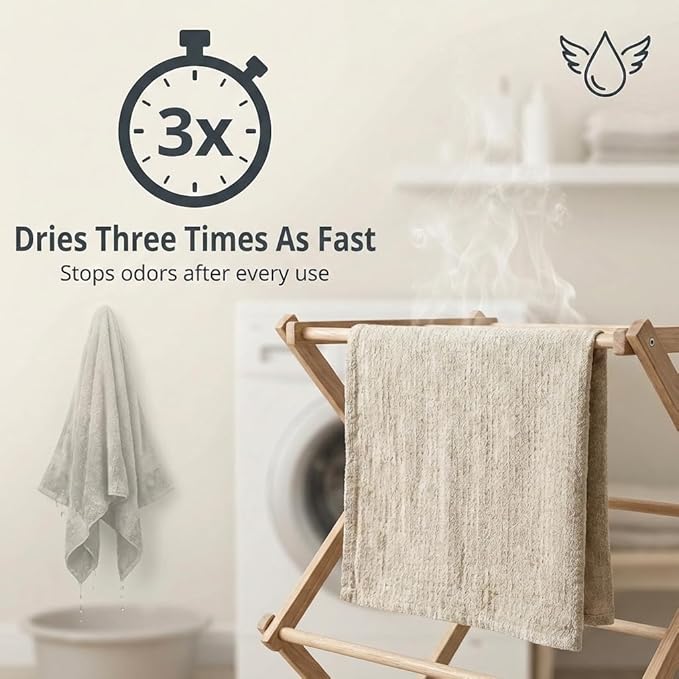 Pure Linen Small Bath Towels - Set of 2 pcs 20x40-inch Quick Dry Towels for Sensitive Skin - Thin Towels for Bathroom - Lightweight Waffle Weave Towel for Kids
