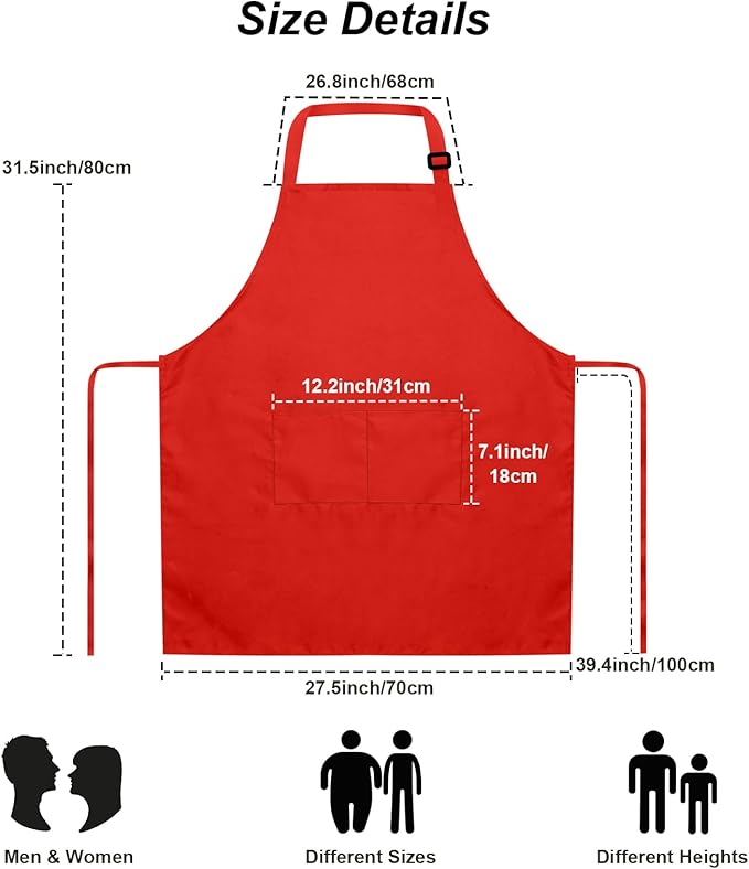15 Pcs Adult Aprons Bulk with Pockets Adjustable Bib Chef Apron for Women Men Painting Cooking Crafting (S/L)