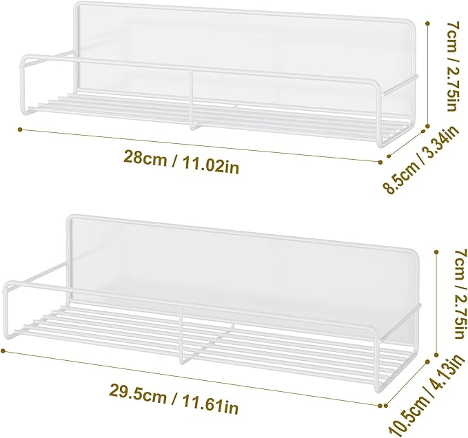 Mystozer 2 Pack Magnetic Spice Rack Organizer, Space Saver for Refrigerator and Whiteboard, Metal Fridge Shelf for Kitchen and Classroom Seasoning Organizer Seasoning Rack Condiment Organizer(White)