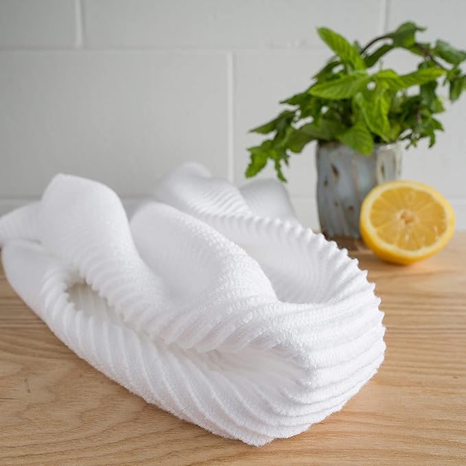 Now Designs Ripple Cotton Dish Towels White 18 x 28in, Set of 2