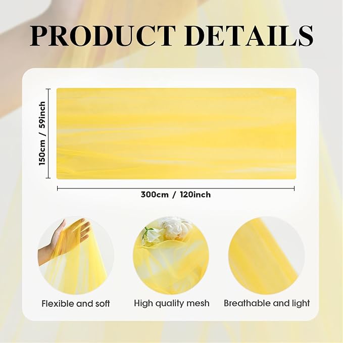 Artoid Mode Yellow Gauze Table Runner 120 Inch 10FT, Seasonal Sheer Kitchen Dining Holiday Wedding Birthday Baby Shower Table Decor for Home Party