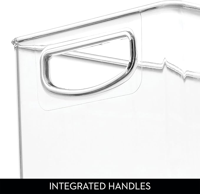iDesign Plastic Stackable Pantry Bin - Storage Bin with Handles for Cabinets or Fridge - Set of 2 - Clear