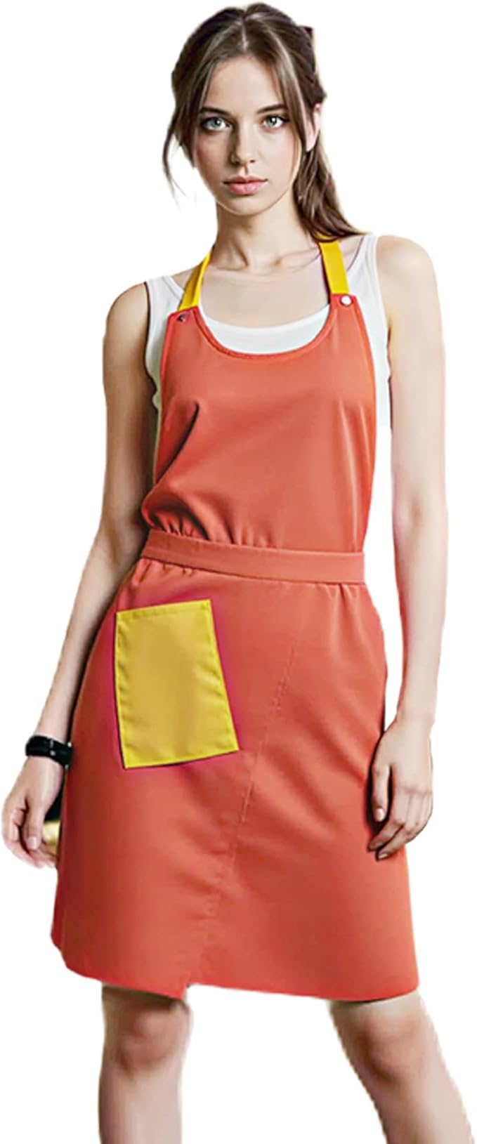 Kitchen Apron with Pockets for Adults,Waterproof Cooking Aprons for Women/Men,Baking/Grilling,Green/Orange/Wine Red