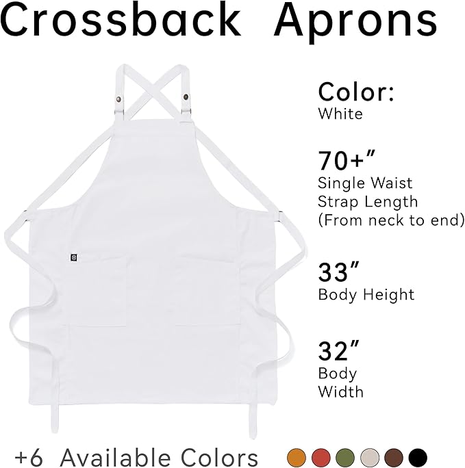 Unisex Kitchen Apron, Cross Strap Apron with 2 Pockets, Durable Waterproof Professional Apron