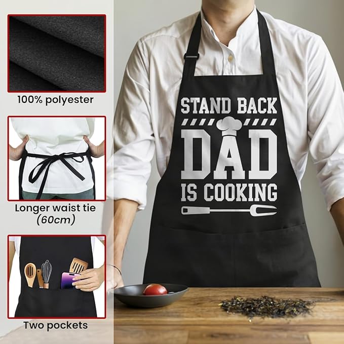 SANDJEST Funny Apron for Dad - Birthday Father’s Day Cooking Grilling Gifts for Mens