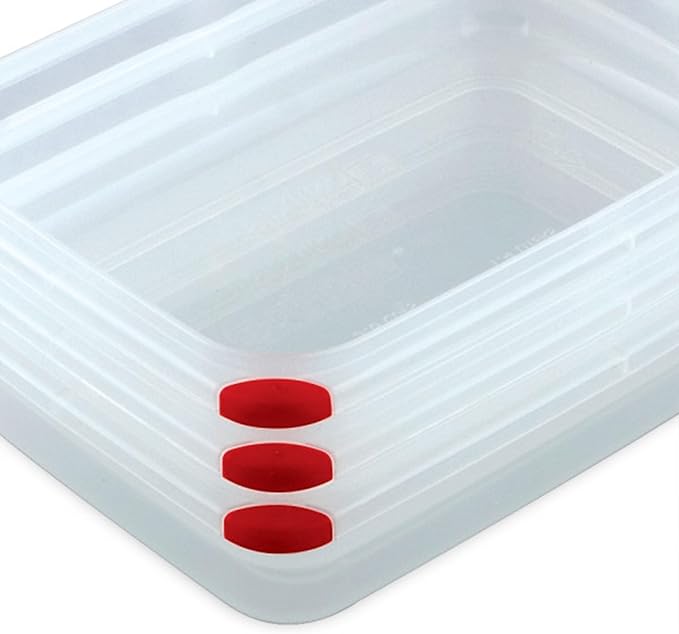 Sterilite Ultra-Seal 16 Cup Rectangle, Airtight Food Storage Container, Latching Lid, Microwave and Dishwasher Safe, Clear With Blue Gasket, 16-Pack