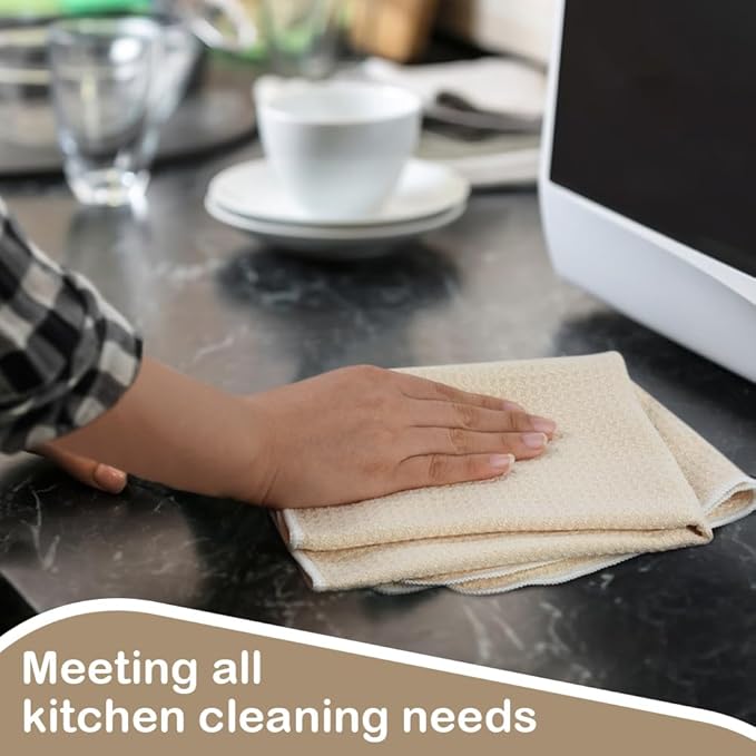 SINLAND Microfiber Dish Towels for Drying Dishes Premium Sublimation Blank Towels Fast Drying Tea Towel Polyester Kitchen Towel 16 Inch X 24 Inch 10 Pack Cream