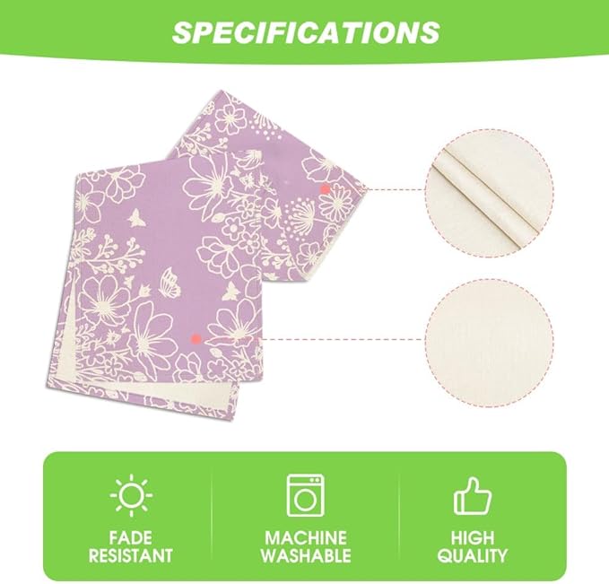 Artoid Mode Purple Bloom Flowers Butterfly Spring Table Runner,Seasonal Summer Kitchen Dining Table Decoration for Home Party Decor 13x72 Inch