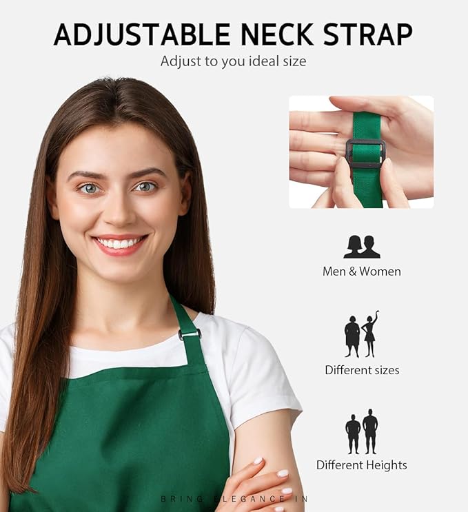 Syntus Apron for Men Women, Adjustable Cooking Kitchen Chef Aprons with 2 Pockets, Cotton/Polycotton/Polyester