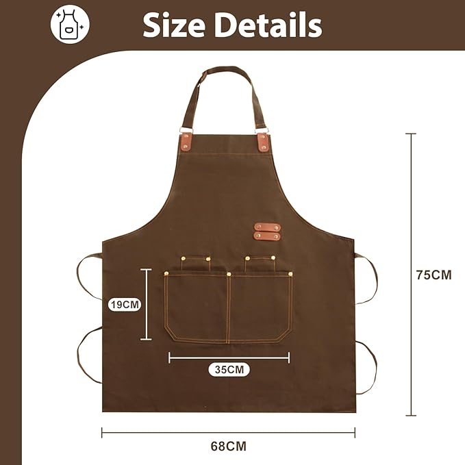 Apron for Men Women, Chef Apron with Adjustable Neck Strap, Heavy Duty Apron with Pockets, for Cooking, Gardening