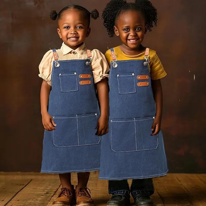2pcs kids canvas apron for boy and girl cooking painting kitchen working tool kids apron