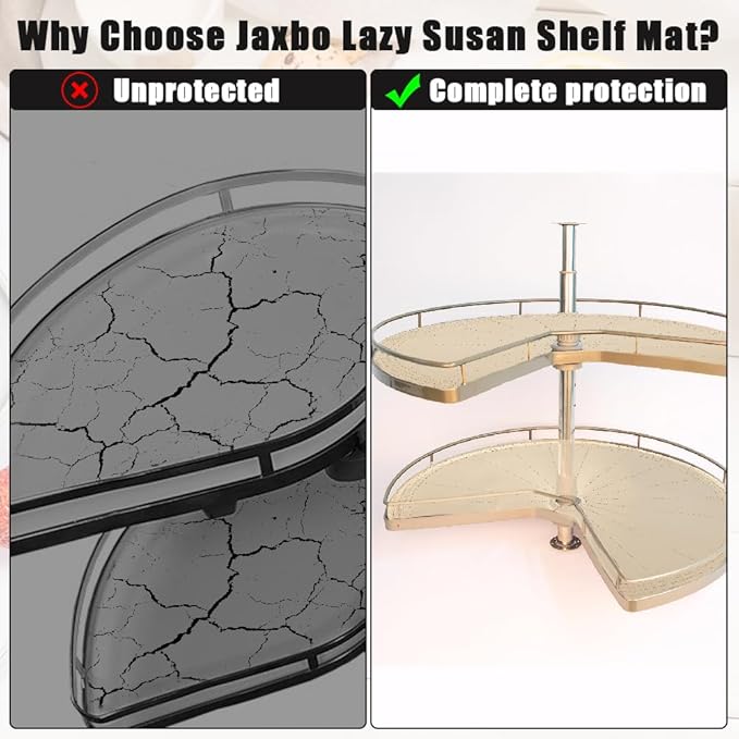 2 PCS 26" Lazy Susan Shelf Liner, Jaxbo Silicone Lazy Susan Liner for Dual Tier Pie Cut Organizer,Non-Slip Thermal Protection Mat