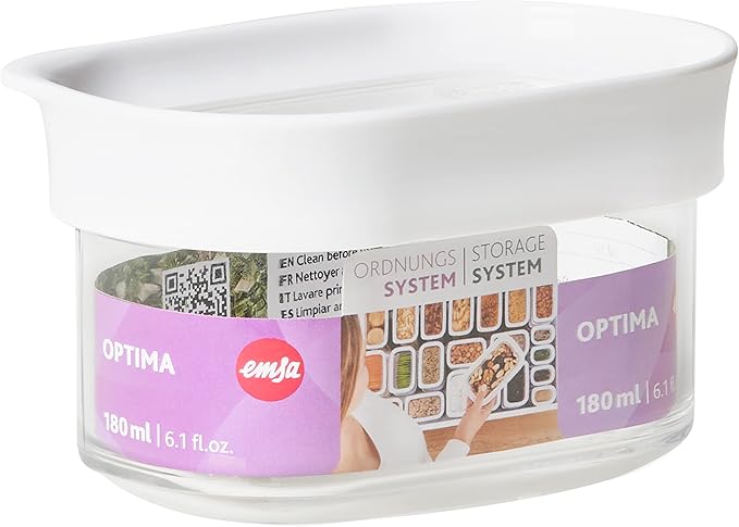 Emsa N11414 Dry Storage Container, 0.18 L, Rectangular, Fresh Seal, Storage System, 100% Safe, Transparent