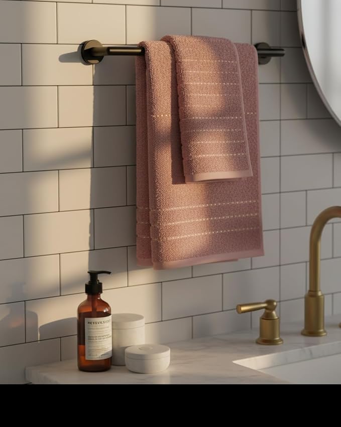 BIOLINEN 6-Piece Luxury Towel Set Rose 2 Bath Towels, 2 Hand Towels, 2 Washcloths Soft Absorbent Cotton Towel Pack for Bathroom, Home, Gym & Travel
