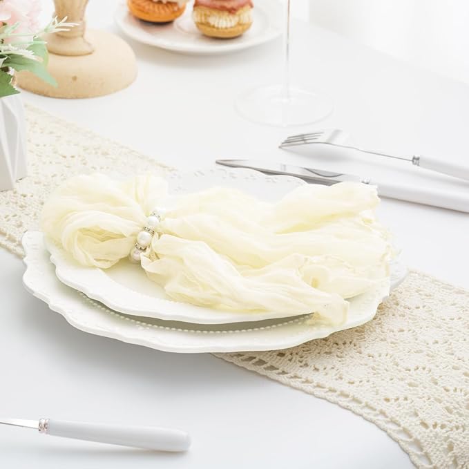 Beige 60 Pack Cheesecloth Napkins Washable 21x21 Inches Beige Cloth Napkins Set of 60 Dinner Table Napkins for Wedding Summer Bridal Baby Shower Rustic Boho Cotton Gauze Party Table Decor