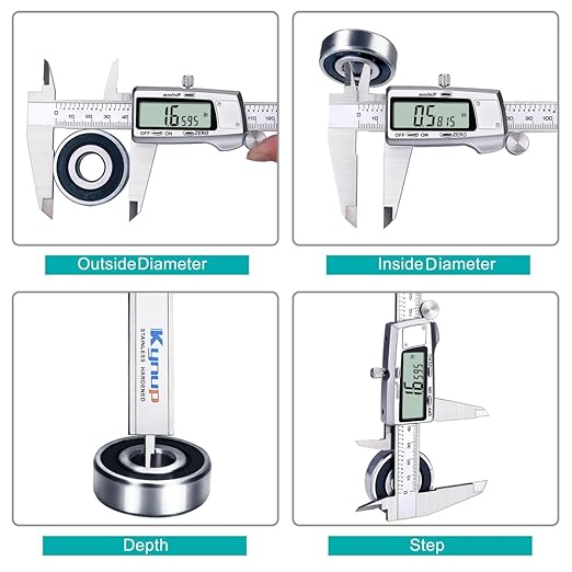 Kynup Digital Caliper 8 inch, Caliper Measuring Tool, Joint Calipers, Vernier Caliper, Stainless Steel, Full Turn Off, Switch from Inch Metric Fraction, Micrometer Digital for Household, DIY(200MM)