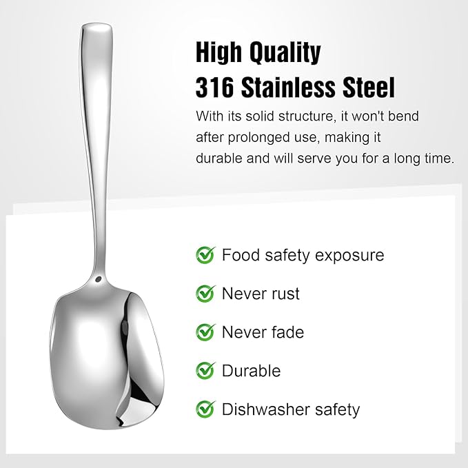Extra-Large Buffet Serving Spoons, 9.57 x 2.83 Inch Stainless Steel Serving Utensils Set, Heavy-Duty Buffer Spoons Utensil Set, Tabletop Flatware Utensil for Salad Pasta Platters Buffets (4 Pack)