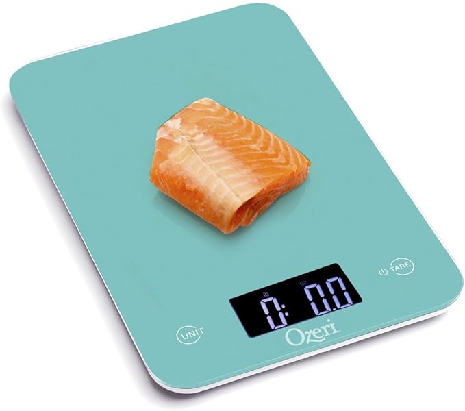 Ozeri Touch Professional Tempered Glass Digital Kitchen Scale, Teal Blue