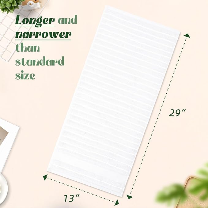 Jacquotha Luxurious 2-Pack Ribbed Striped Hand Towels (White) – Hotel & Spa Premium Cotton Face Towels 13” x 29”, Soft and Quick Drying 480 GSM