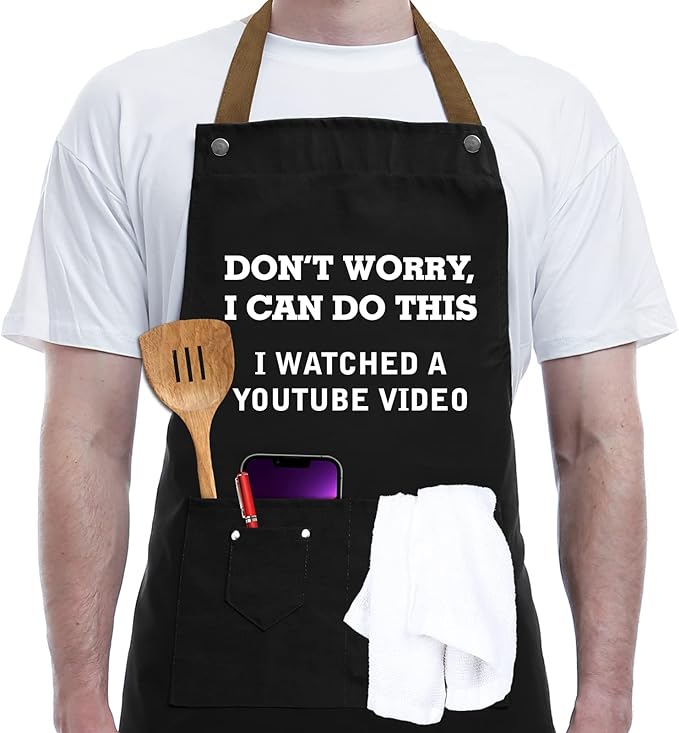 REHAVE Funny Gift for Men, Women, Dad, Anniversary, Father's Day Gifts from Daughter Son, Christmas Gifts for Husband, Boyfriend, Brother, Uncle, Unique Birthday Grilling Gift – BBQ Cooking Chef Apron