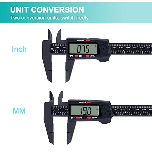 Kynup Digital Caliper, Caliper Measuring Tool with LCD Screen, Electronic Micrometer Caliper with Auto-Off Feature, Inch and Millimeter Conversion(0-6")