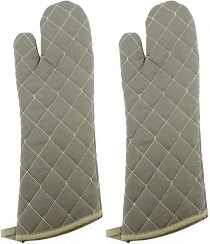 Linwnil Extra Long 24 Inch Heat Resistant Oven Gloves New Cotton Oven Mitts Kitchen Gloves High Temperature Cooking Tool BBQ Gloves (24" Green, 24 Inch)