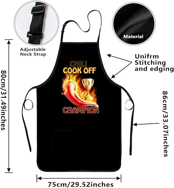Funny Baking Apron,Baking Apron for Women with Pockets,Funny Chili Cook Off Apron, Cooking Chef Apron with BBQ, Kitchen Work Aprons with Pockets Birthday Dad Creative Gifts