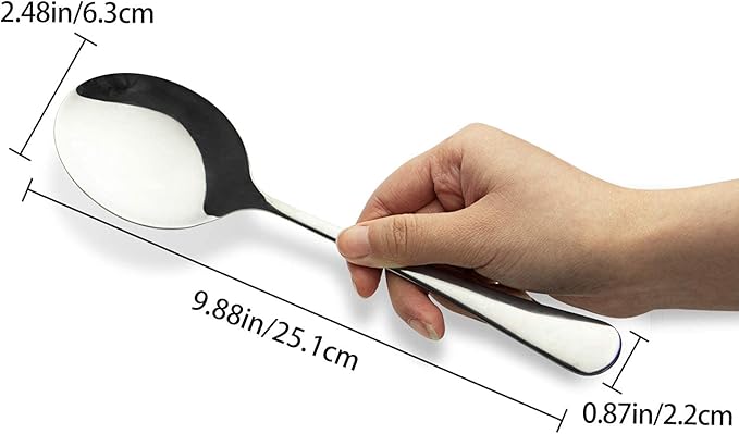 AOOSY Serving Spoons, 6 Pieces X-Large 9.8 Inches Stainless Steel Serving Spoon Catering Spoons Solid Serving Utensils Big Ladle Tablespoons for Buffet Banquet Flatware Kitchen Basics Serving