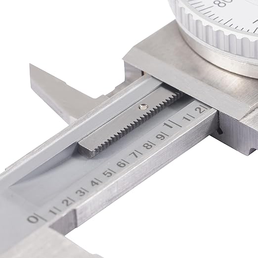 PEC Dial Caliper 0-4 Inch, Stainless Steel Precision Measuring Tool with Shock-Proof Dial, High Accuracy ±0.001"