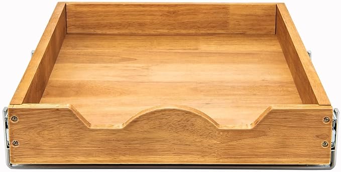 DINDON Pull Out Cabinet Organizer (20" W x 18" D) 1 Tier，Single Tier Oak Wood Under Cabinet Slide Out Shelf Drawer Box…