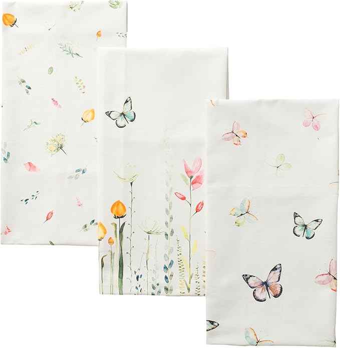 Maison d' Hermine Kitchen Towels Set of 3 100% Cotton 27.50" x 20" Reusable Cloth Tea Dish Towels Absorbent with Hanging Loop for Kitchen Gifts for Mothers Day Spring/Summer (Botanical Fresh)
