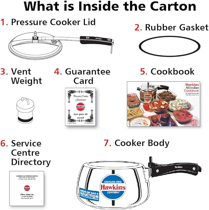 Hawkins 3 Litre Contura Pressure Cooker, Stainless Steel Inner Lid Cooker, Handi Cooker, Induction Cooker, Silver (SSC30)
