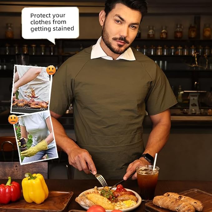Chef Apron-Cross Back Apron for Men Women with Adjustable Straps and Large Pockets,Canvas